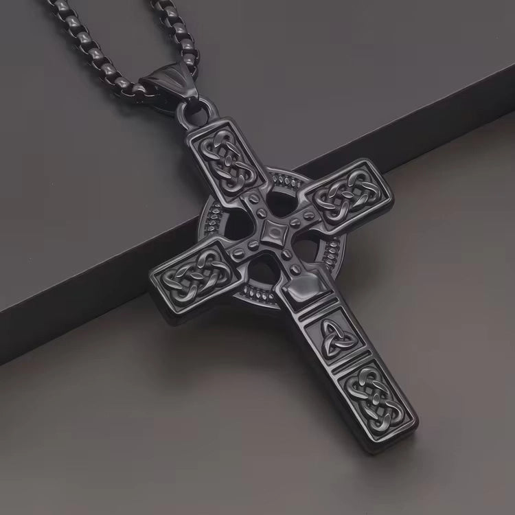 Handcrafted Celtic Cross Necklace – Stainless Steel Viking Faith Pendant with Chain | Symbol of Strength, Protection & Eternal Faith
