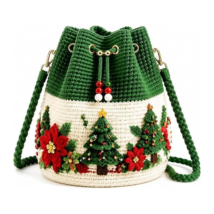 3D Christmas Crochet Bucket Bag