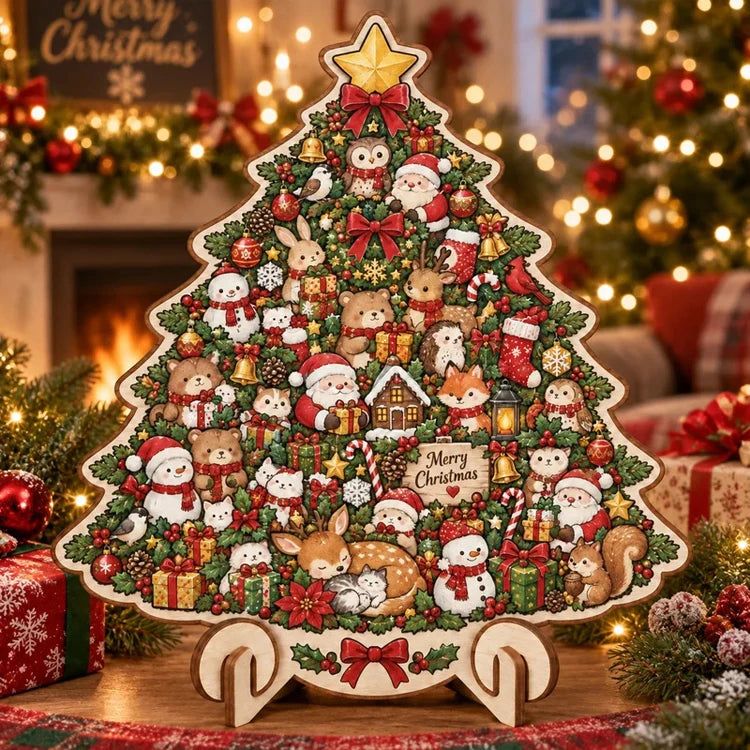 DIY Christmas Wooden Puzzle Display Keepsake with Stand