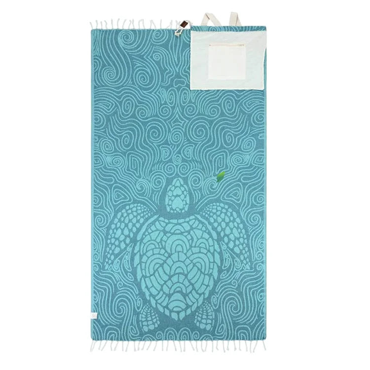 🌴 2-in-1 Convertible Beach Towel Backpack - Oversized Sand-Free Beach Blanket Bag With Hidden Pocket & Hands-Free Carry