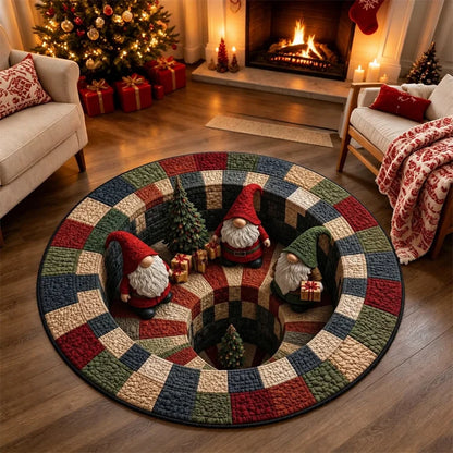 3D Christmas Illusion Round Rug – Magical Santa Holiday Floor Mat