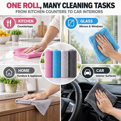 Reusable Microfiber Cleaning Cloth Roll