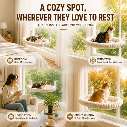 Foldable Cat Window Hammock – Plush Suction-Cup Perch with Washable Bed