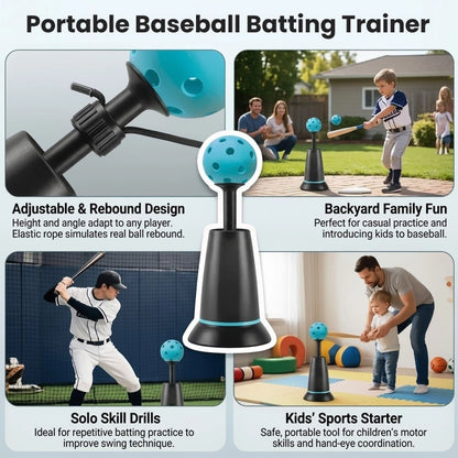 Automatic Batting Tee Popper with 3 Training Balls – Baseball & Softball Solo Hitting Trainer