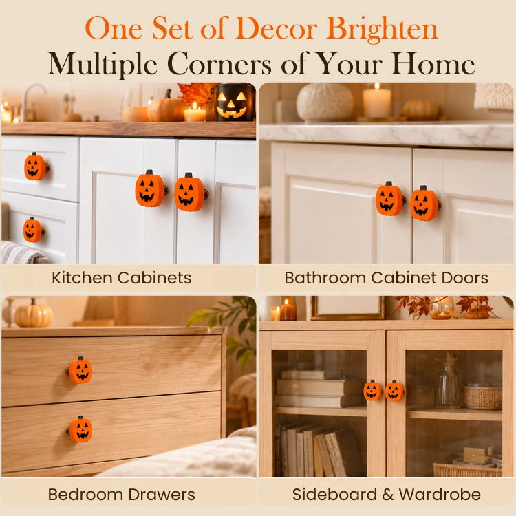 Halloween Pumpkin Cabinet Knob Covers – Silicone Decorative Door Handle Protectors for Cabinets, Drawers & Dressers