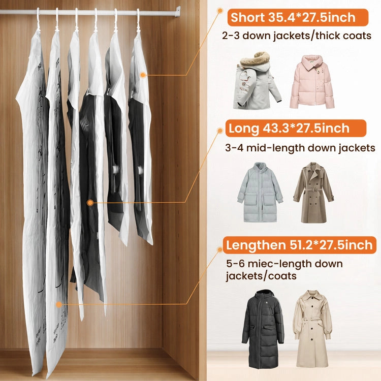 Reusable Hanging Vacuum Storage Bags for Clothes, Puffer Jackets & Winter Coats – Space Saving Closet Organizer