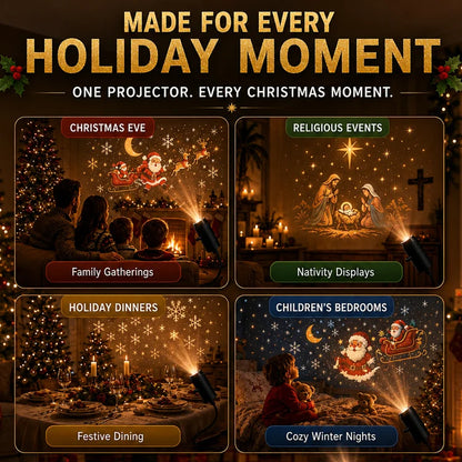 10-Scene Christmas Projector Light – USB Wall & Ceiling Holiday Projector