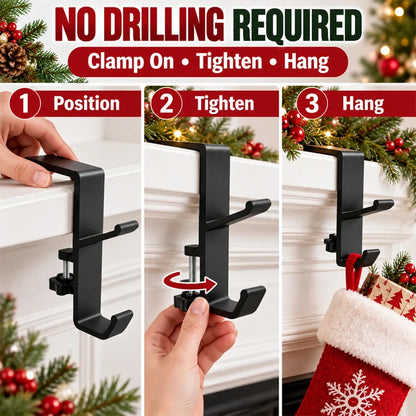 2-in-1 Christmas Mantel Stocking & Garland Holder - 3-Pack Set