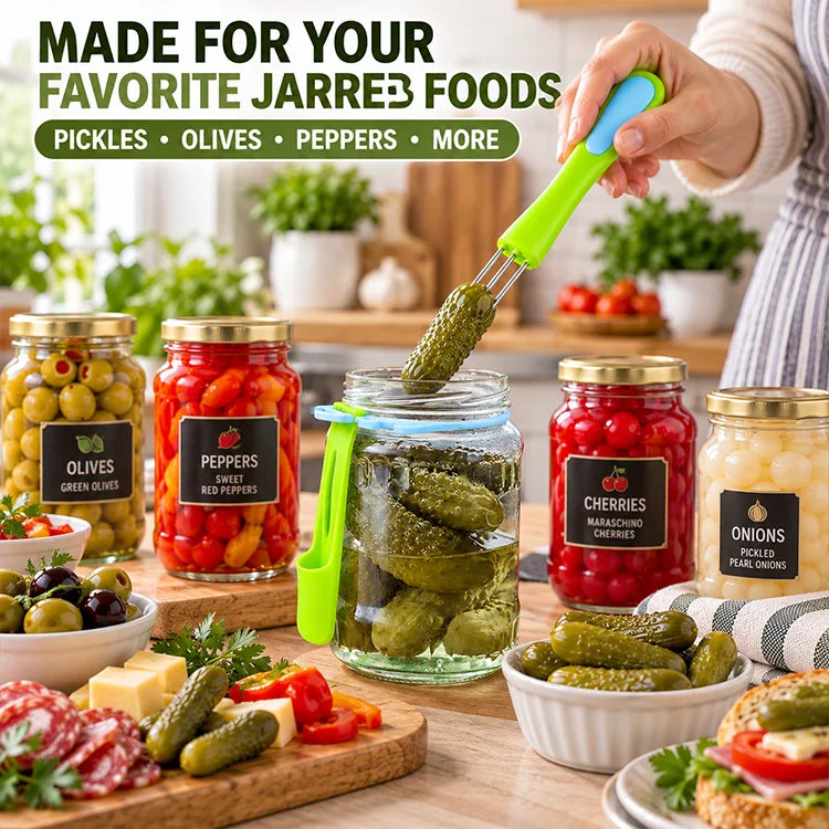 2-Piece Pickle & Olive Grabber Set – Jar-Hanging Spoon & Fork Tools