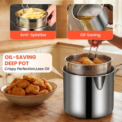 🔥 Last Day 50% OFF – Mini Stainless Steel Frying Pot with Fry Basket & Lid