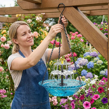 🌿✨ Solar Cascade Hanging Bird Bath Fountain