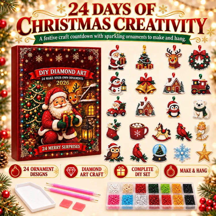 24-Piece Christmas DIY Diamond Art Ornament Kit – Sparkling Holiday Craft Set