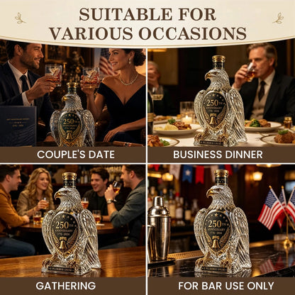 American Eagle 250th Anniversary Crystal Whiskey Decanter – Patriotic Bald Eagle Collectible Gift for Fathers, Husbands & Whiskey Lovers