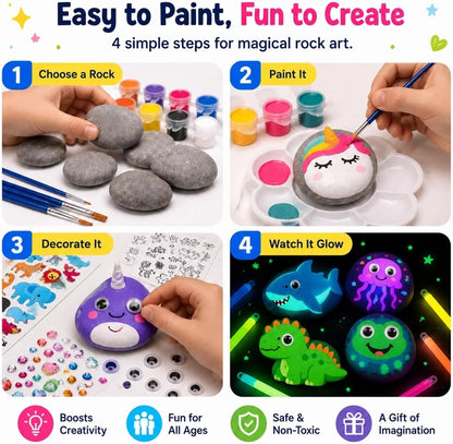 Rock Painting Kit for Kids – DIY Arts & Crafts Creative Stone Decorating Set