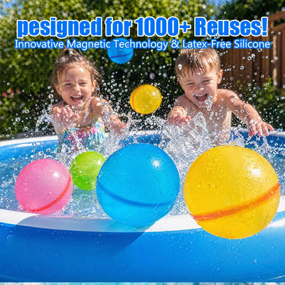💦 SnapSplash - Magnetic Reusable Silicone Water Balloons • 1-Second Fill • Self-Sealing • Eco-Friendly • Safe for Kids