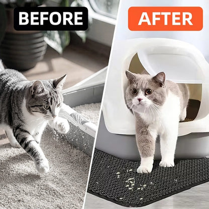 🐾 Large Double-Layer Honeycomb Cat Litter Mat – Waterproof EVA Litter Trapping Mat for Cleaner Floors