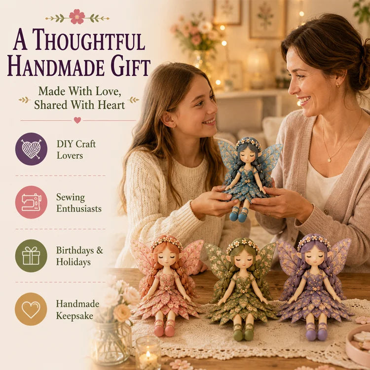 Fairy Patchwork DIY Sewing Kit – Handmade Fabric Fairy Craft Set for Beginners (4 Fairy Dolls)