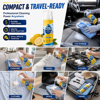 🫧 Multi-Enzyme Fabric & Sneaker Cleaner - Waterless Deep Cleaning Foam Spray for Sofas, Sneakers, Upholstery & Car Interiors