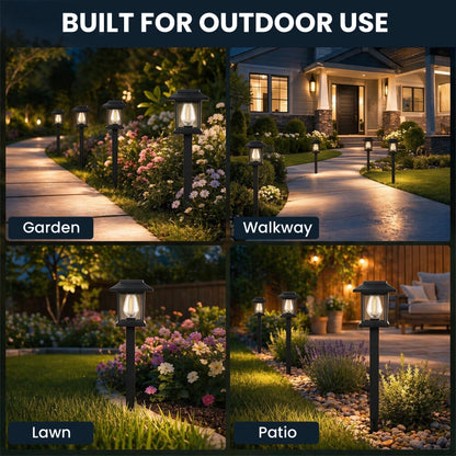 Vintage Solar Garden Path Lights – Waterproof Auto On/Off Outdoor Landscape Lanterns