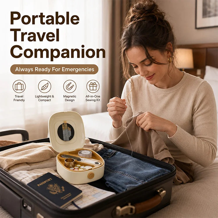 Magnetic Portable Sewing Kit – Complete Home Sewing Repair Kit with Organized Storage Case, Needles, Thread & DIY Sewing Accessories