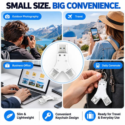 4-in-1 OTG Card Reader – SD & Micro SD for Phones, Tablets & Computers