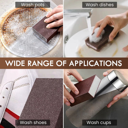 4 Pack Diamond Grit Scrub Sponge – Heavy Duty Rust Remover, Non-Scratch Kitchen Cleaning Block, Chemical-Free Magic Eraser for Pots, Pans & Tough Stains