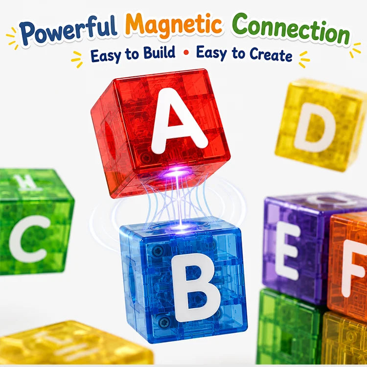 STEM Magnetic Alphabet & Number Building Blocks for Early Learning & Creative Play
