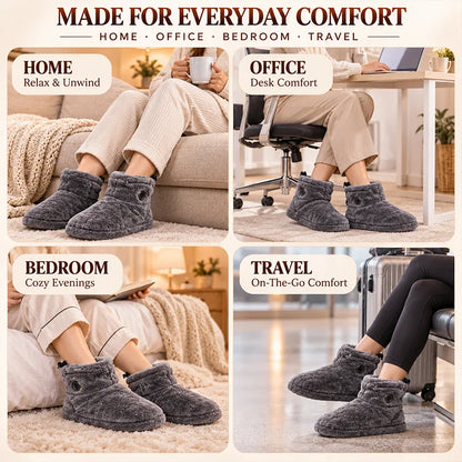 USB Heated Plush Booties – 5-Level Adjustable Warm House Slippers