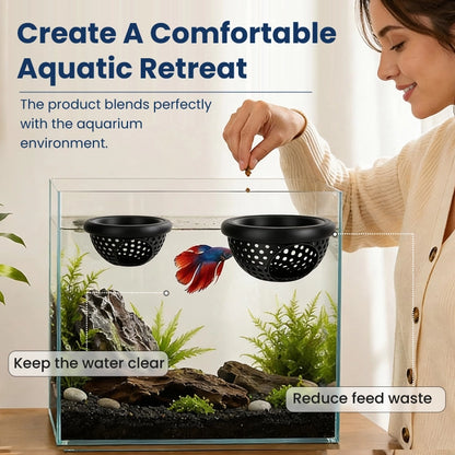4-in-1 Floating Betta Hide, Feeding Ring & Shrimp Cave – No-Install Aquarium Decor