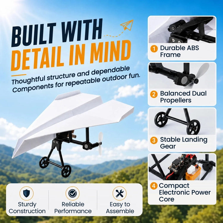 DIY RC Paper Airplane Kit – Gyro Stabilized Electric Remote Control STEM Flying Model