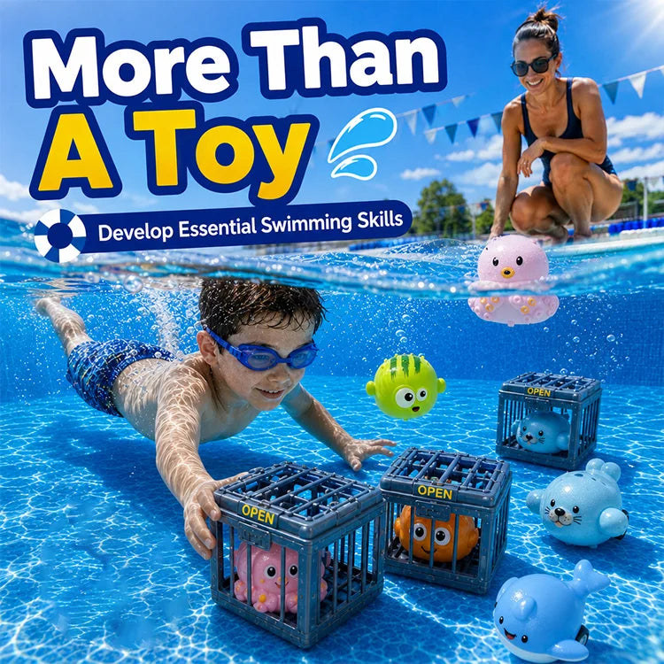 Underwater Rescue Dive Toy Set – Pop-Up Ocean Animal Pool Game for Kids