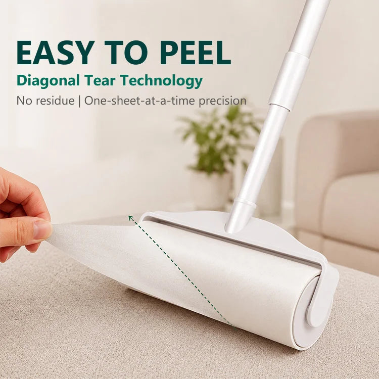 Pet Hair Remover Long Handle Sticky Lint Roller For Floors, Carpets & Furniture