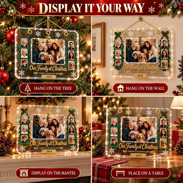 Our Family at Christmas Acrylic Photo Keepsake Frame
