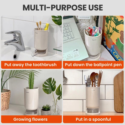 Self-Draining Kitchen Utensil Holder with Automatic Drainage Tray | Ventilated Cutlery Drying Organizer for Kitchen Counter