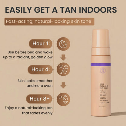 🥥 Instant Bronzing Self Tanner Mousse | Hydrating Sunless Tan for Face & Body | Streak-Free Natural Glow