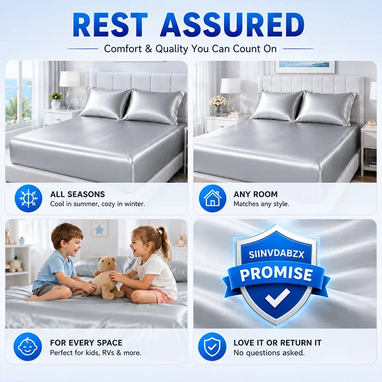 🛏️ 3-Piece Cooling Fitted Sheet Set – Silky Ice Cooling Mattress Protector with Deep Pocket & 2 Pillowcases