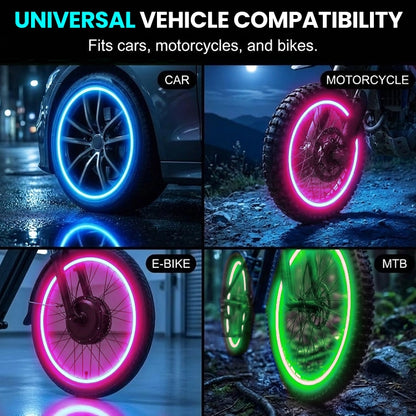 Luminous Tire Valve Stem Caps – Universal Fluorescent Wheel Accessories For Cars, Bikes & Motorcycles