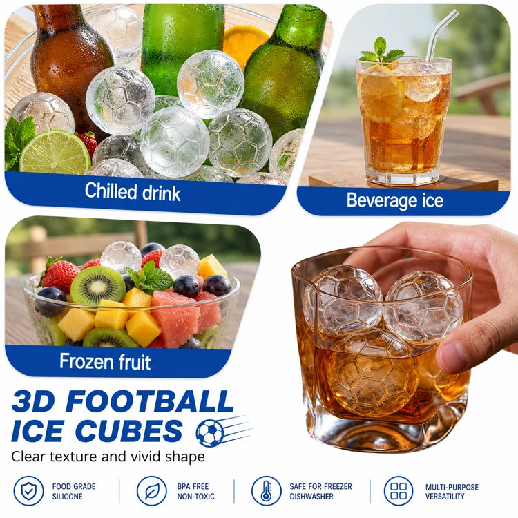 Soccer Ball Ice Cube Mold with Leak-Proof Lid | Food-Grade Silicone Ice Tray for Whiskey, Cocktails, Water Bottles & Game Day Parties