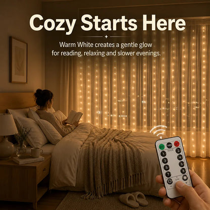 USB Remote-Control LED Curtain String Lights