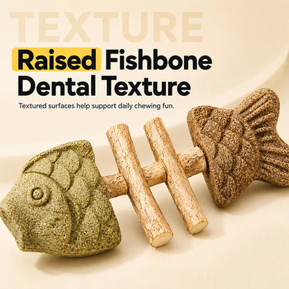 Natural Silvervine Fish Bone Cat Chew Toy – Dental Cleaning Stick, Catnip Enrichment Toy for Indoor Cats