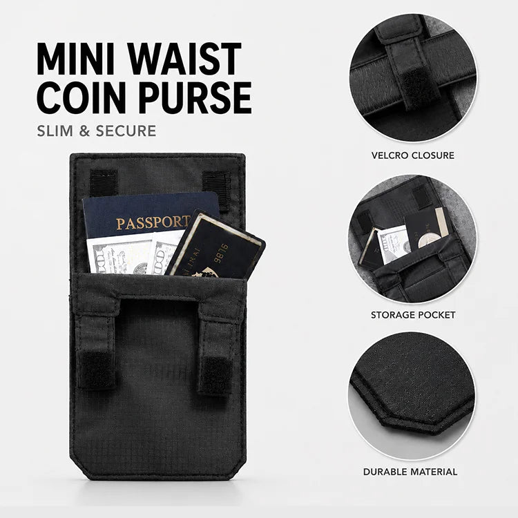 2-in-1 Hidden Waist Pouch – Slim Travel Wallet & Coin Purse
