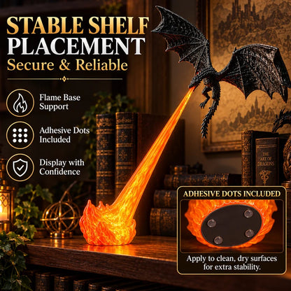 3D Dragon Fire Bookshelf Light – Flying Fantasy Nook Decor
