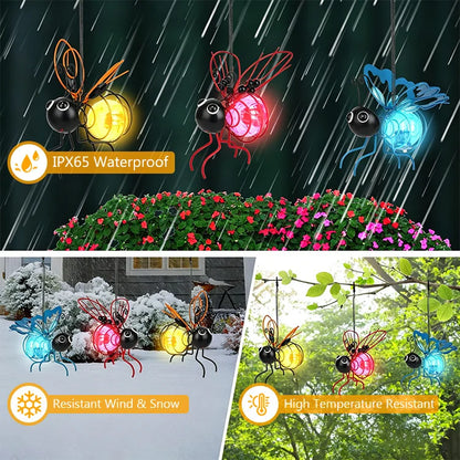 🐝 Hanging Solar Bee Light  Solar Powered • Waterproof • Realistic Glow • Whimsical Garden Charm