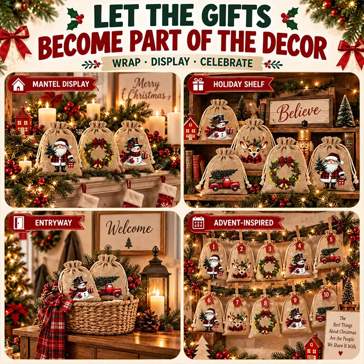 🔥Last Day 50% OFF🎁5-Piece Christmas Drawstring Gift Bag Set