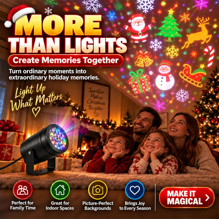 Mini Christmas Projection Light – 16 Festive Patterns & Wide-Area Display