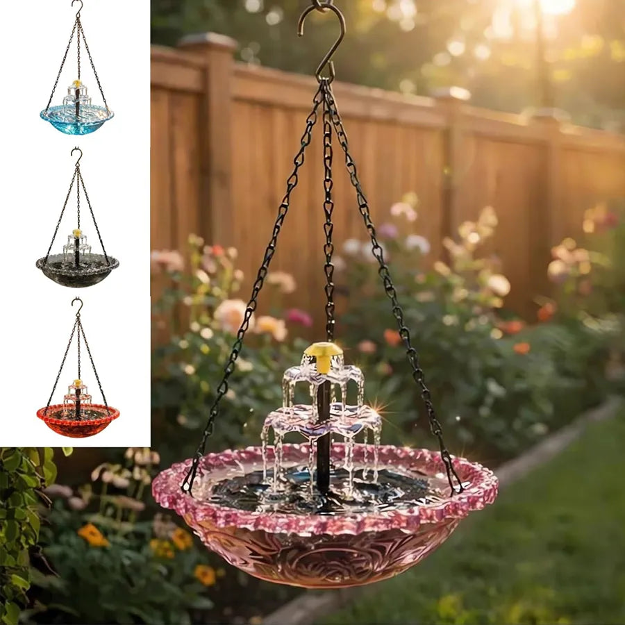 🌿✨ Solar Cascade Hanging Bird Bath Fountain