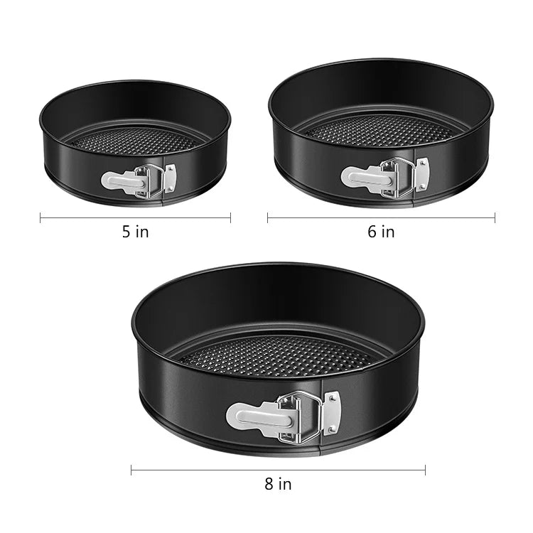 304 Stainless Steel Non-Stick Springform Cake Pan Set with Removable Bottom for Cheesecake, Mousse, Tart & Baking