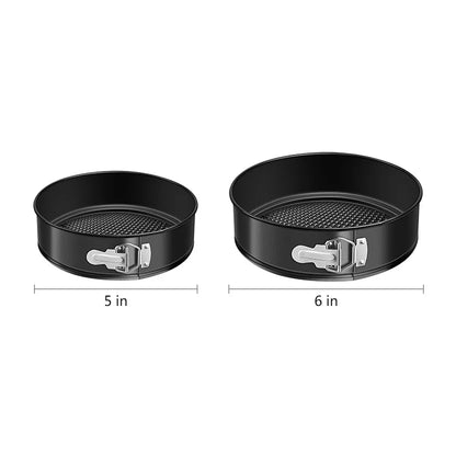 304 Stainless Steel Non-Stick Springform Cake Pan Set with Removable Bottom for Cheesecake, Mousse, Tart & Baking