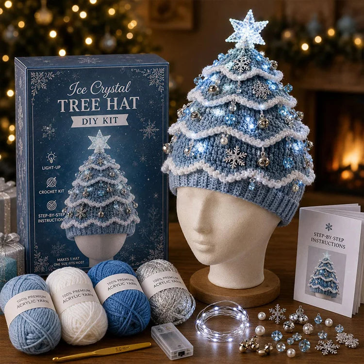 DIY Light-Up Christmas Tree Crochet Hat Kit – Handmade Holiday Craft & Party Hat