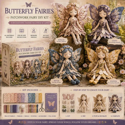 Fairy Patchwork DIY Sewing Kit – Handmade Fabric Fairy Craft Set for Beginners (4 Fairy Dolls)